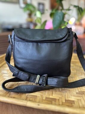 Perlina New York Black Leather Crossbody Bag